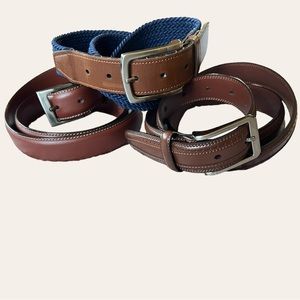 Men’s Lot 3 Leather & Braided Belts Sz 38